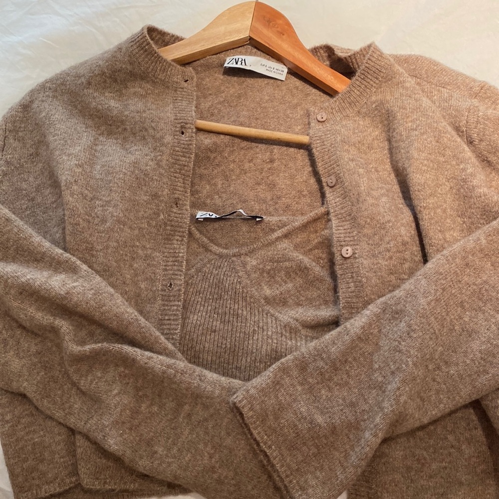 Zara cardigan and matching crop top in size small.